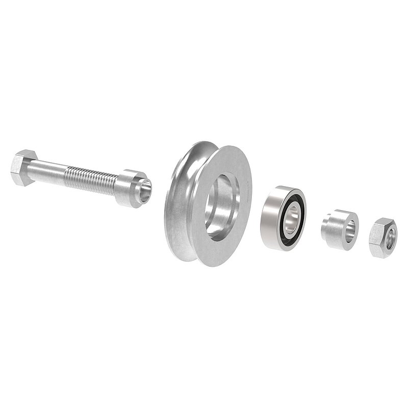 Galet pour porte coulissante avec rainure ronde