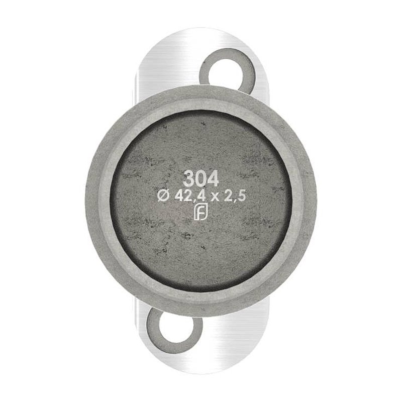Rohrabschlussstopfen für Rohr 42,4x2,5mm, Handlaufanschlussplatte: 42,4mm, V2A