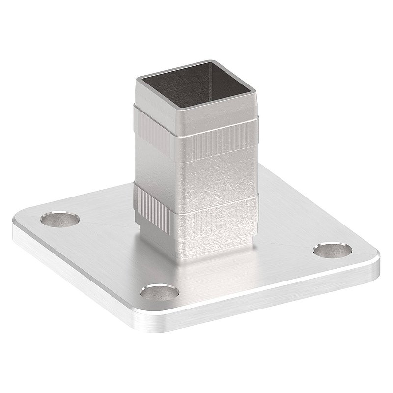 Wand- und Bodenanker mit Rändelung, für Rohr 40x40x3,0mm, V2A