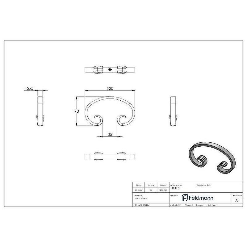 C-volute 12x5mm, 70x120mm