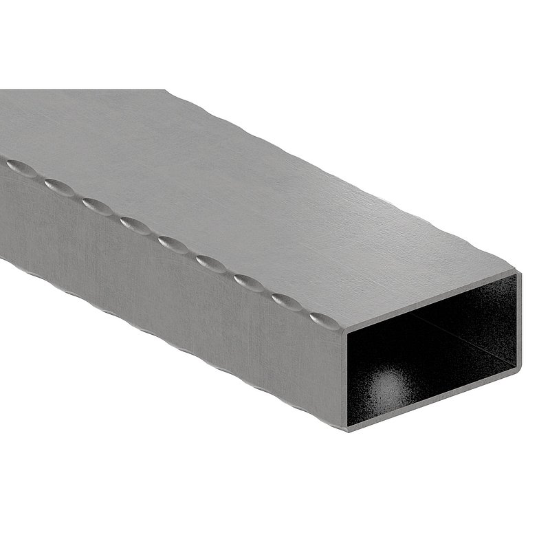Rectangular tube 80x40x2.5mm, L: 6000mm, hammered