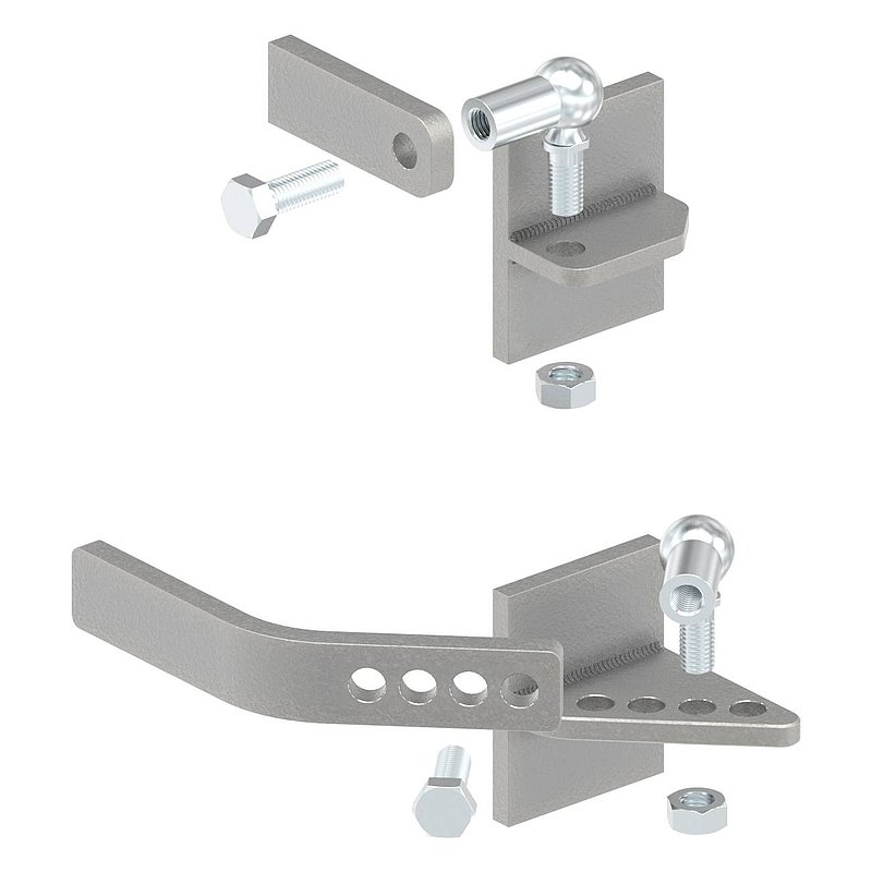 Lifting gate fitting for attachment to metal posts