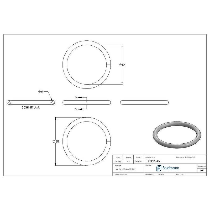Ring 6x68mm V4A
