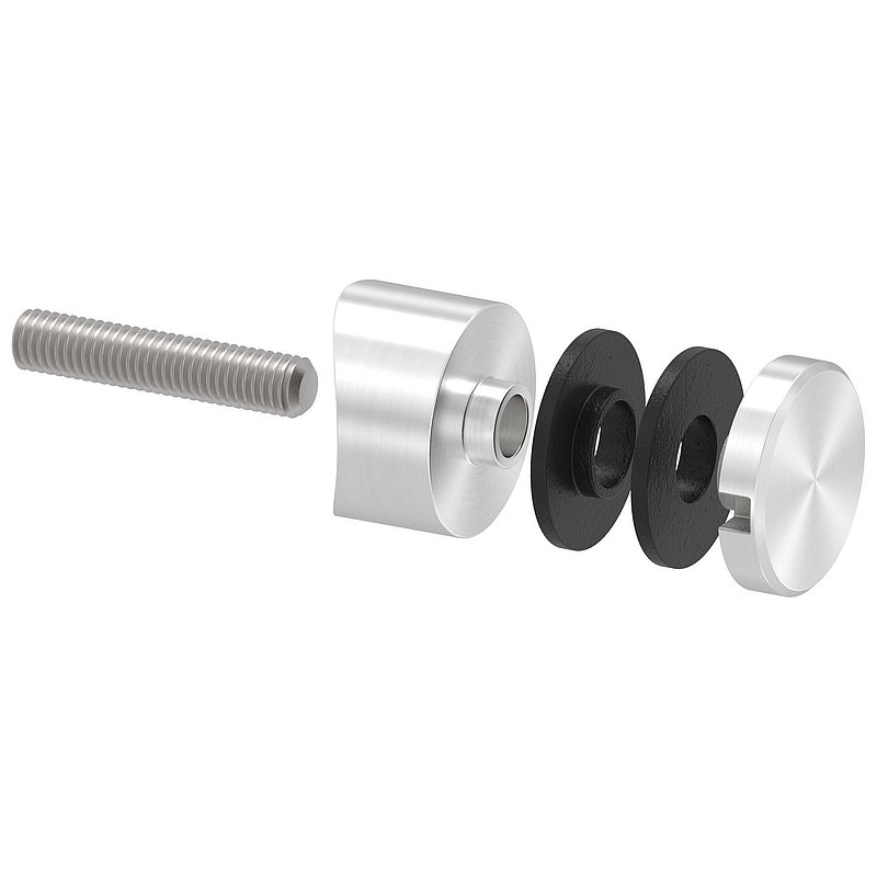 Glass point holder 30mm, connection: 42.4mm, AISI304