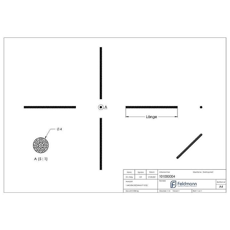 Câble acier inoxydable 7x7, Ø 4mm, V4A
