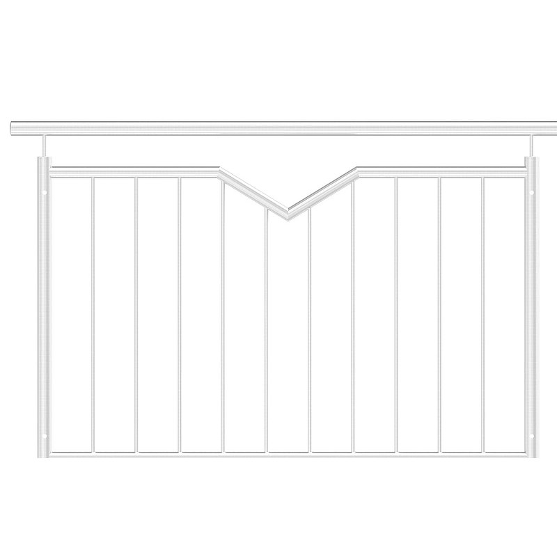 French balcony grille, with V-cutout, W: 1.4m, AISI304