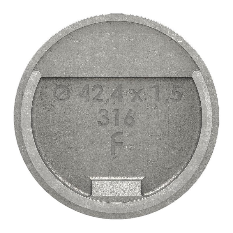 Embout, plat, pour tube à fond de gorge Ø 42,4mm, V4A
