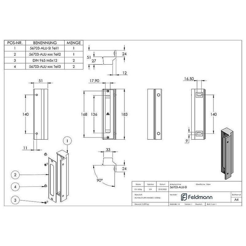 stop for GTS 2 mesh door lock, silver