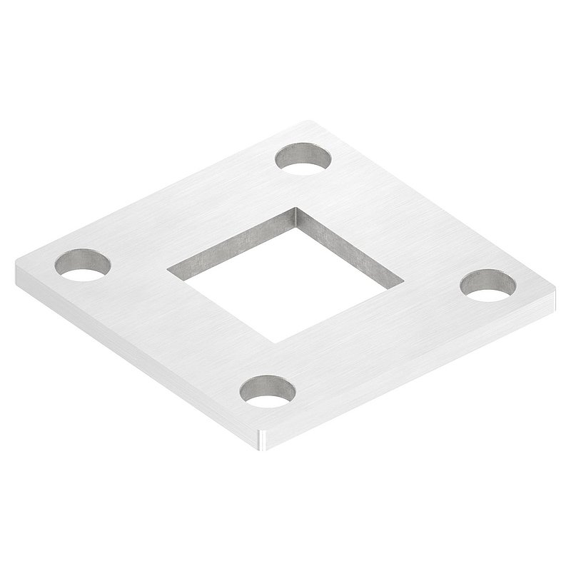 Plaque d'ancrage, 92x92x6mm, avec ponçage longitudinal, V2A