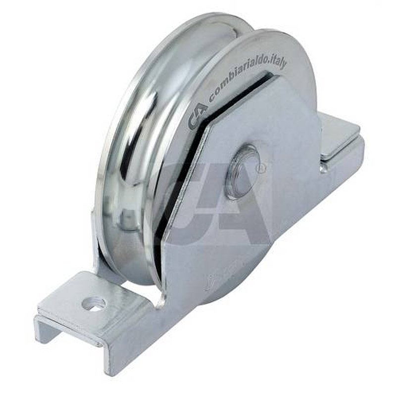 Schiebetorrolle mit Rundrille, Ø 140mm, für Schiene Ø 20mm, 2 Kugellager, verzinkt
