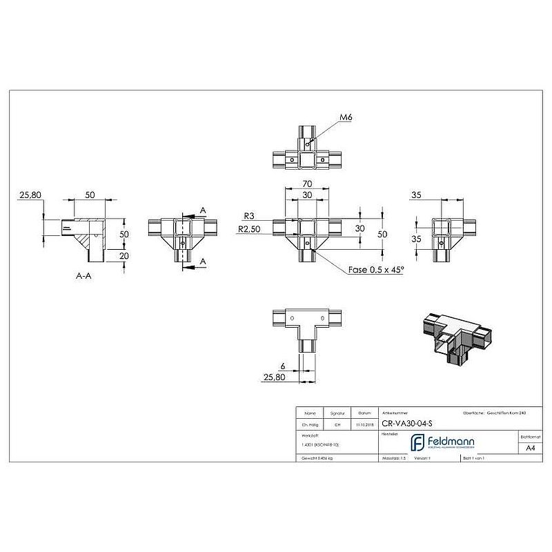 CORNECT® T-piece with lateral outlet, AISI304