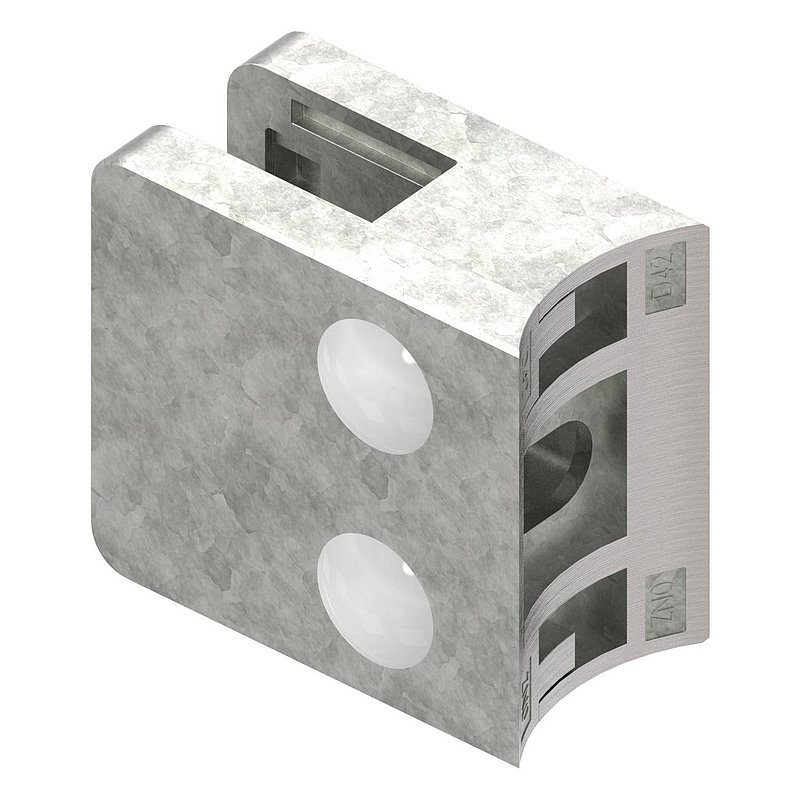 Glasklemme Mod. 31, Anschluss: 42,4mm, Zink roh
