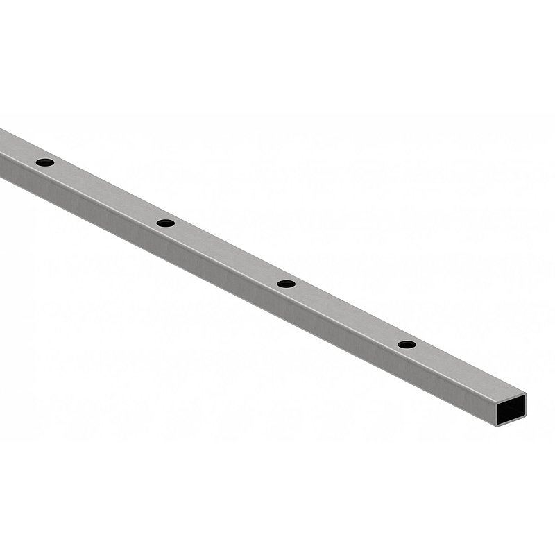 Rectangular tube 30x20x2mm, perforated for Ø 12mm , centre-centre distance 132mm, L: 3000mm
