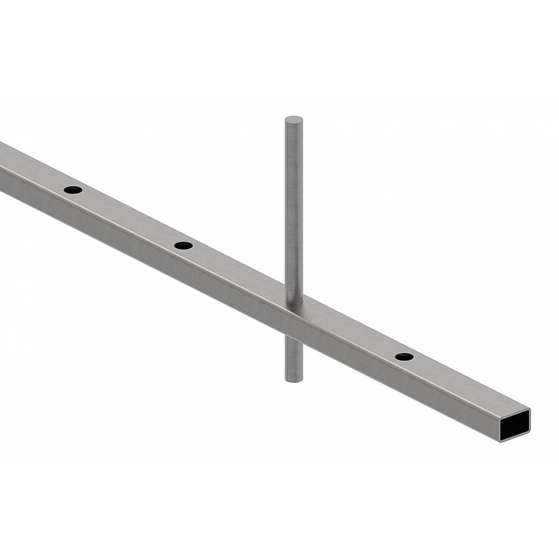 Rectangular tube 30x20x2mm, perforated for Ø 12mm, centre-centre distance 120mm, L: 3000mm