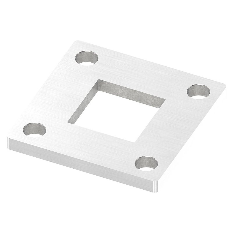 Plaque d'ancrage, 68x68x6mm, avec ponçage longitudinal, V2A