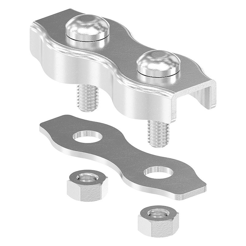 Serre-câble plat double pour câble 6mm, V4A