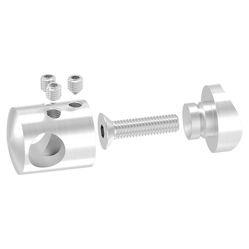 Cross bar holder for butt joint, for 33.7 mm tube, 12.2 mm hole, AISI304
