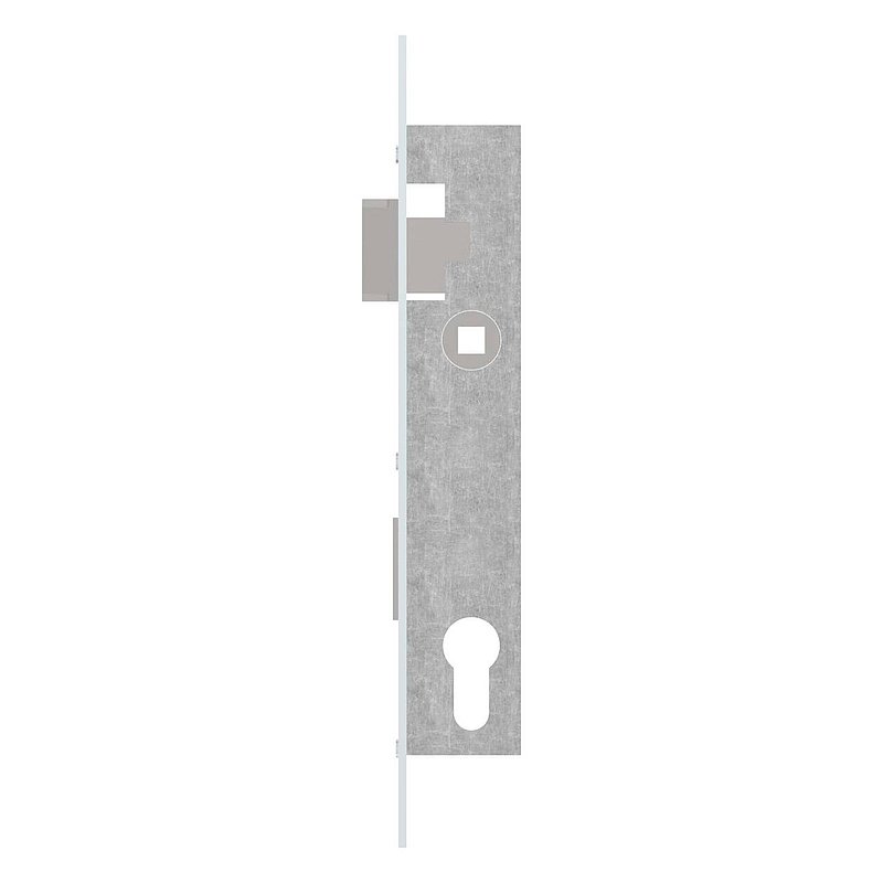 Serrure pour profils tubulaires zingué, entraxe 92 mm zingué, position du cylindre de serrure 22mm