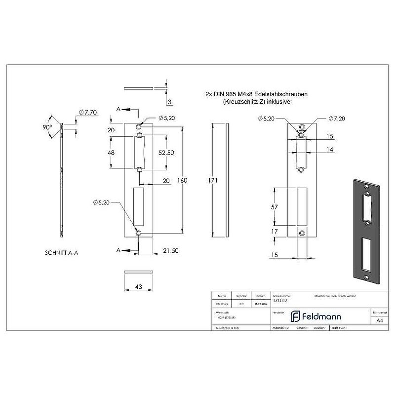 Galvanised striking plate