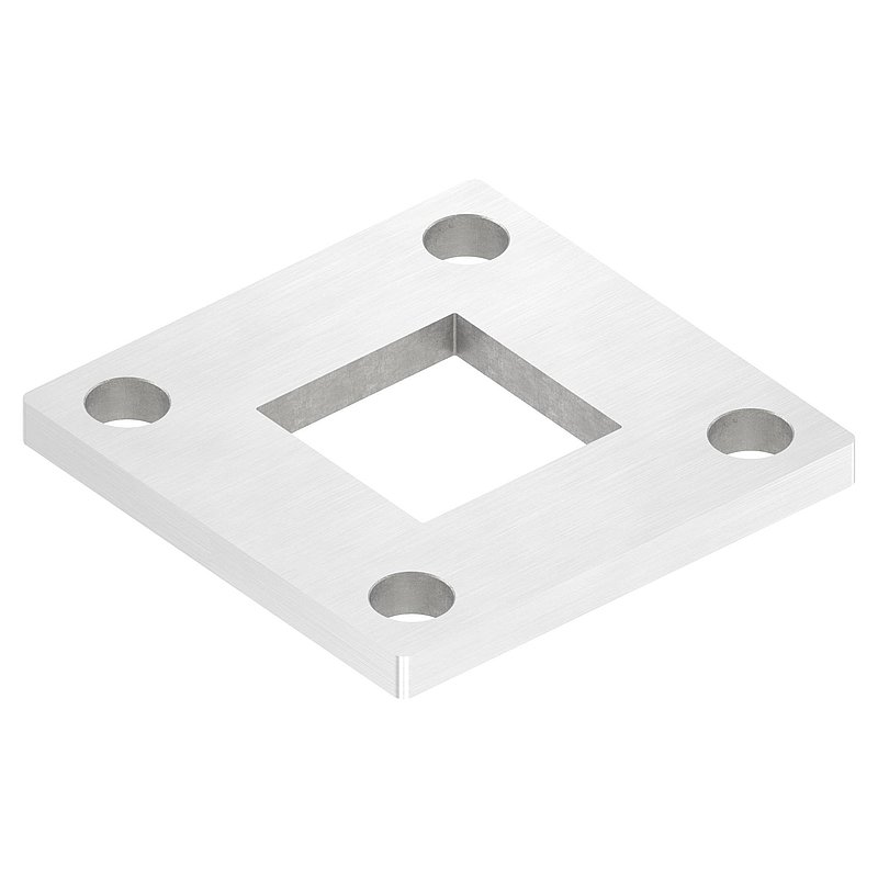 Plaque d'ancrage, 92x92x8mm, avec ponçage longitudinal, V2A