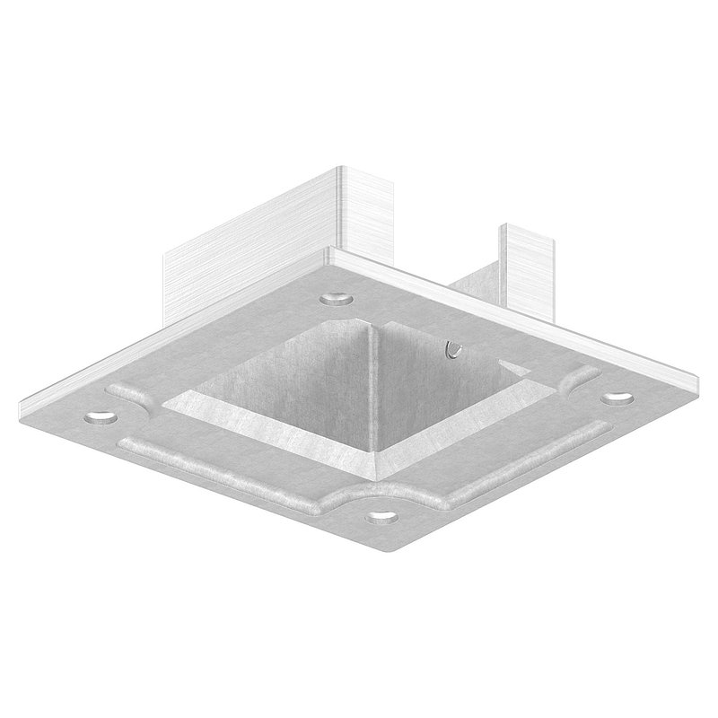 Embase murale pour tube à fond de gorge 40x40mm, V2A