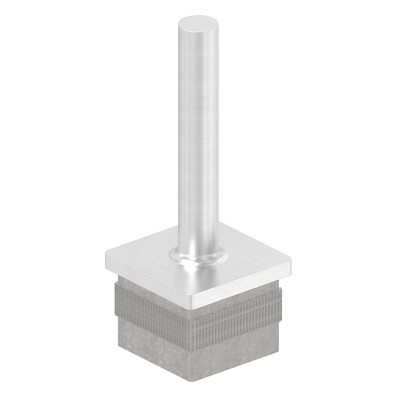 End plug with pin for pipe 40 x 40 x 2,0mm, AISI304