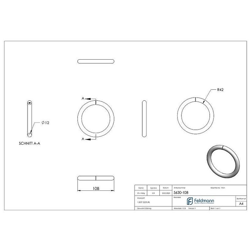 Ring 12mm, AußenØ 108mm