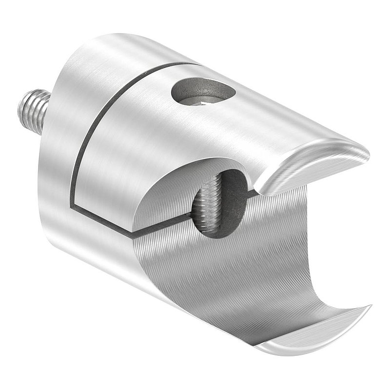 Support pour profilé de serrage rond Ø 27mm jonction: Ø 48,3mm, V2A