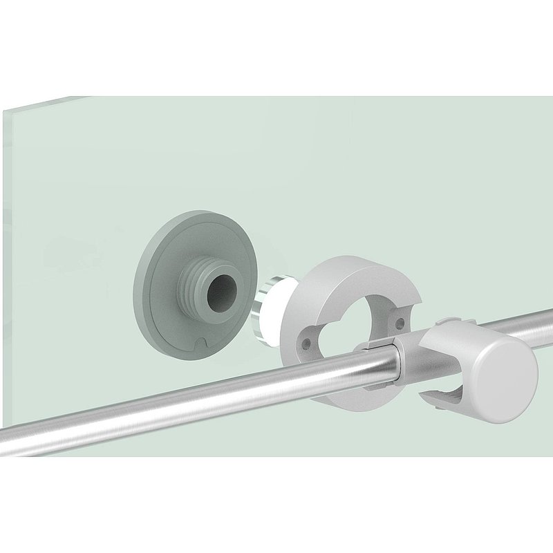 Brenk, Point de fixation pour verre Ø 50mm, plastique, gris clair