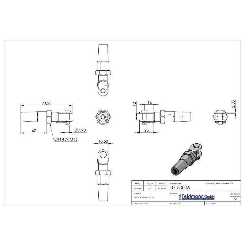 Gabelterminal zur Selbstmontage für Seil Ø 6mm, V4A