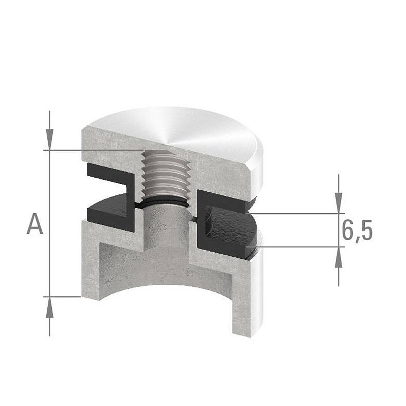 Glass point holder 30mm, connection: 42.4mm, AISI304