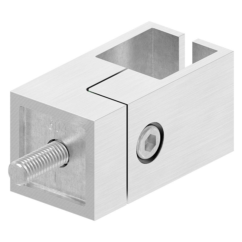 Halter für quadratisches Klemmprofil 20x20mm, Anschluss: gerade, V2A