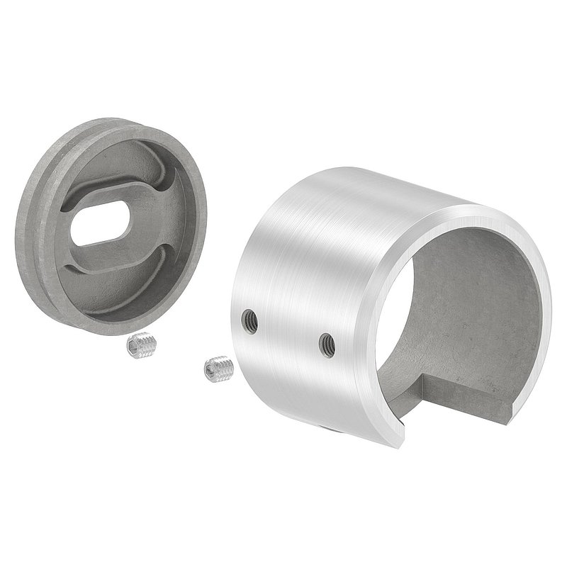 Wandbefestigung für Nutrohr 42,4mm, links, V4A