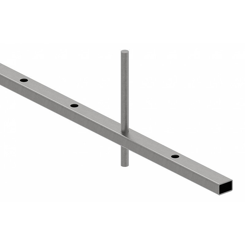 Rechteckrohr 30x20x2mm, Löcher für Ø 12mm mit Abstand Mitte-Mitte 125mm, L: 3000mm