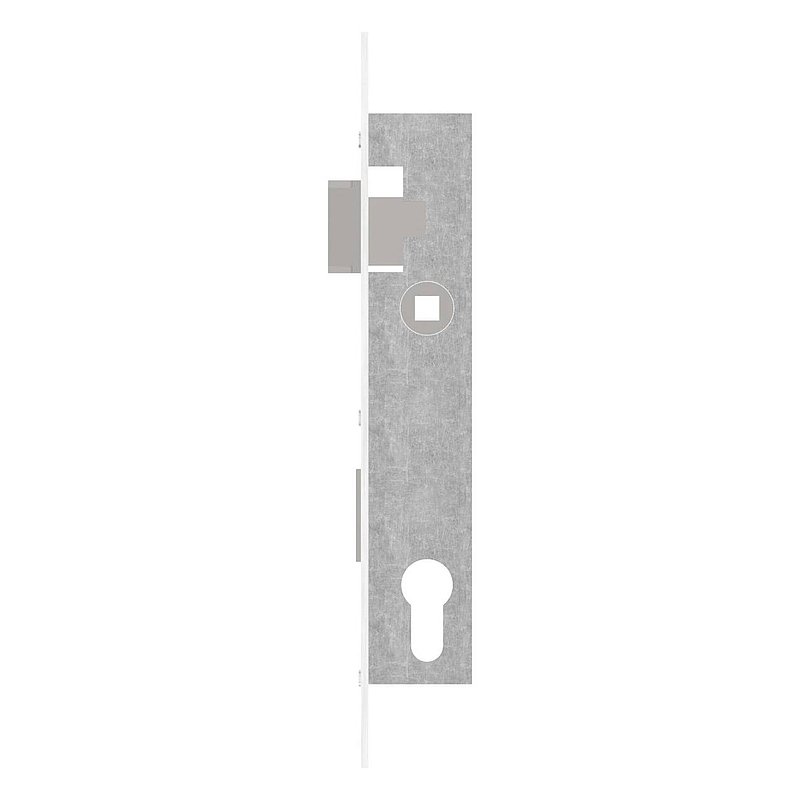 Serrure pour profils tubulaires zingué, entraxe 92 mm zingué, position du cylindre de serrure 22mm
