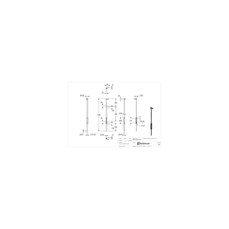 floor transom XL with length 1000mm, for screwing on, RAL 7016