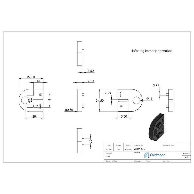 Rubber for Mod. 38, 4mm sheet metal
