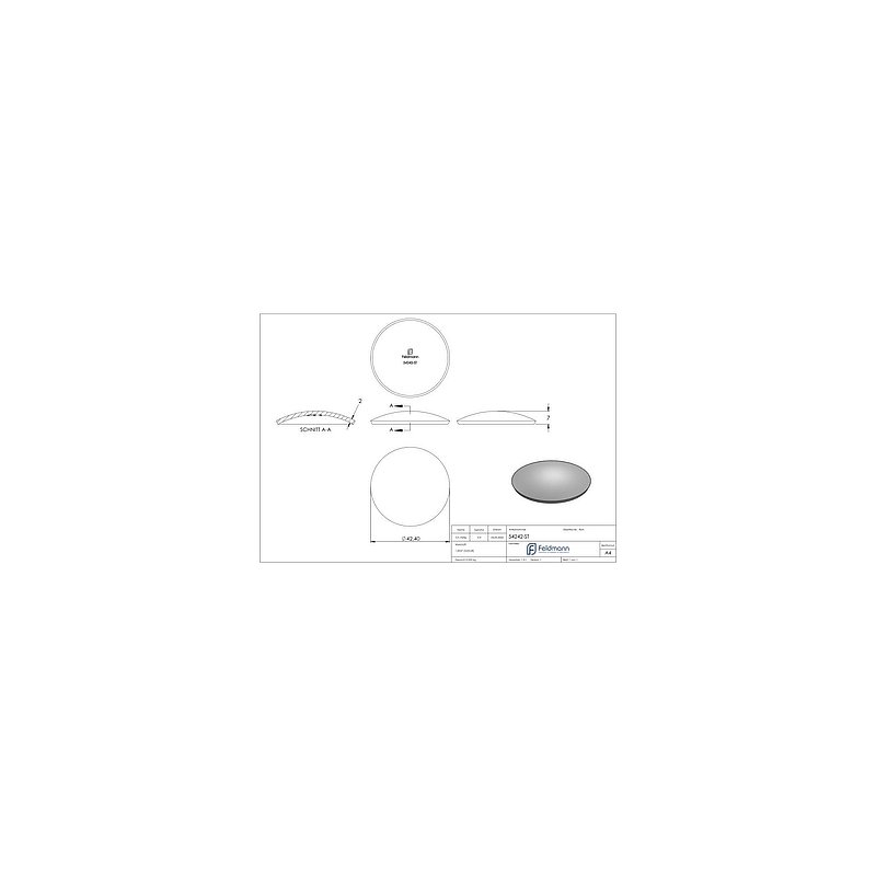 Domed bowl 42.4x2.0mm, H: 7mm