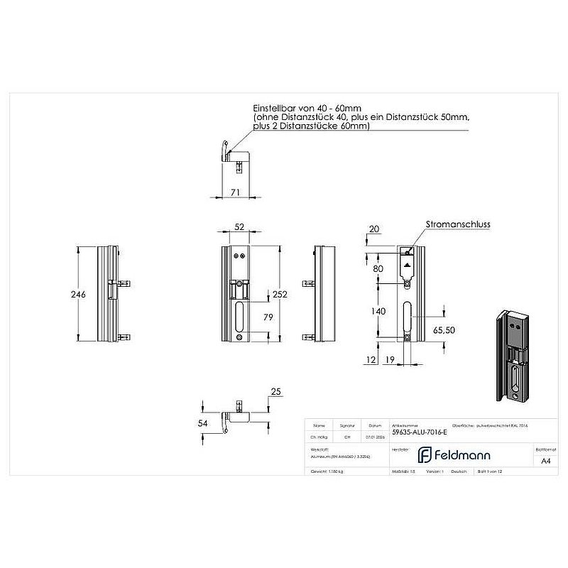 Elekterischer Öffner, MODULEC-SA-E - stomlos geschlossen - in RAL 7016