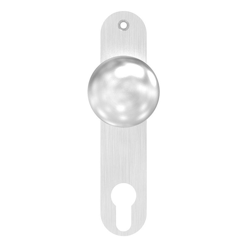 Türknopf, Ø 50mm, mit Langschild, V2A