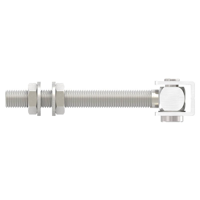Gate hinge M16 for welding, long thread, AISI304