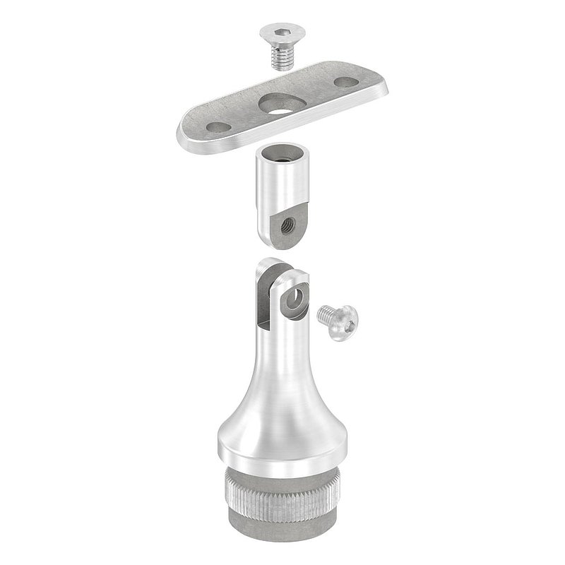 Rohrabschlussstopfen mit Gelenk und Platte, für 33,7x2,0mm, V2A