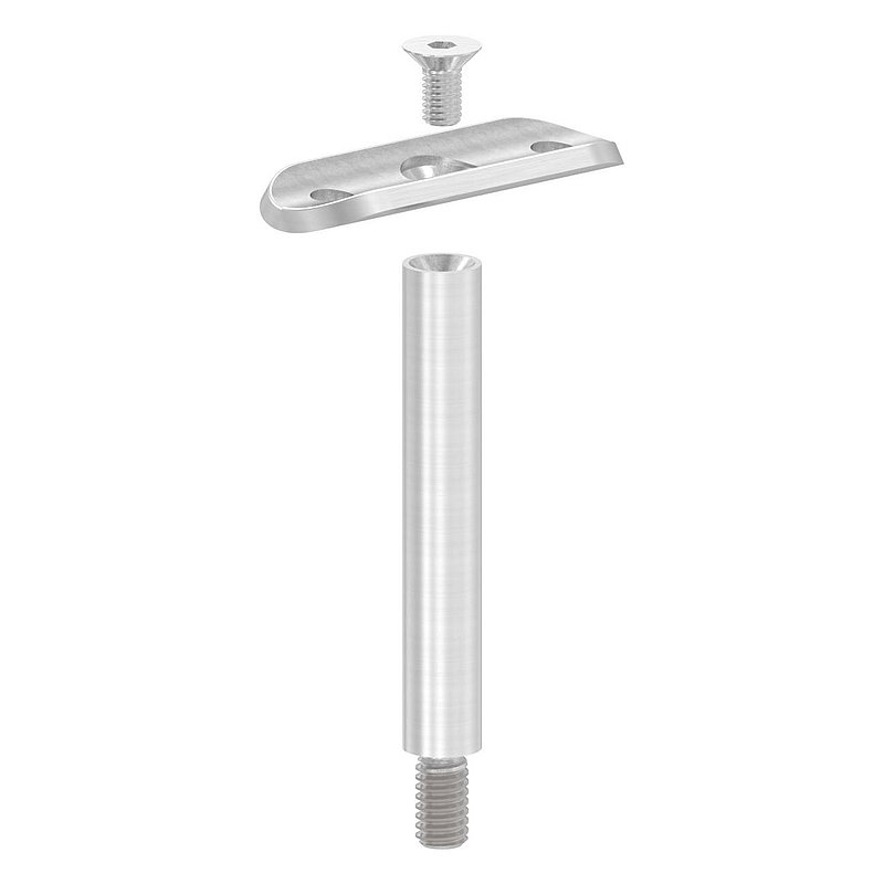 Tige Ø 12mm avec plaque de raccordement de mains courantes 33,7mm, V2A