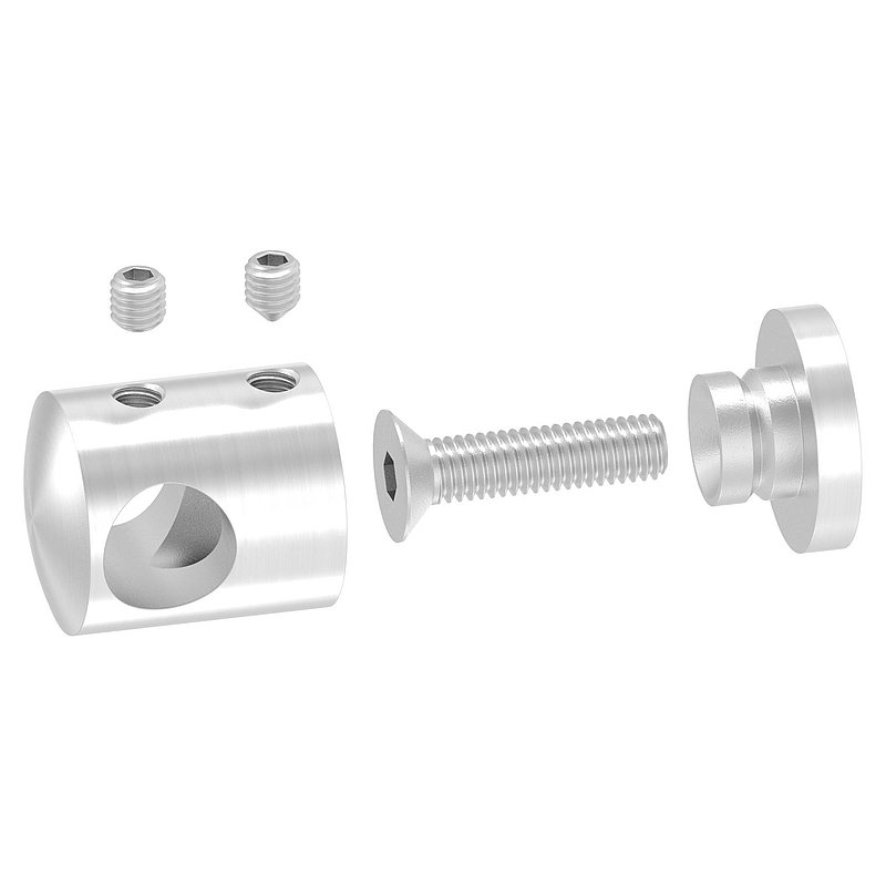 Support de lisse transversale avec raccordement droit, perçage Ø 12,2mm, V2A
