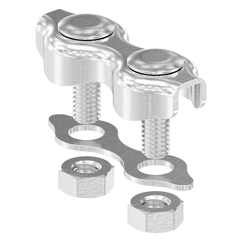 Duplexklemmen für Seil 2mm, V4A