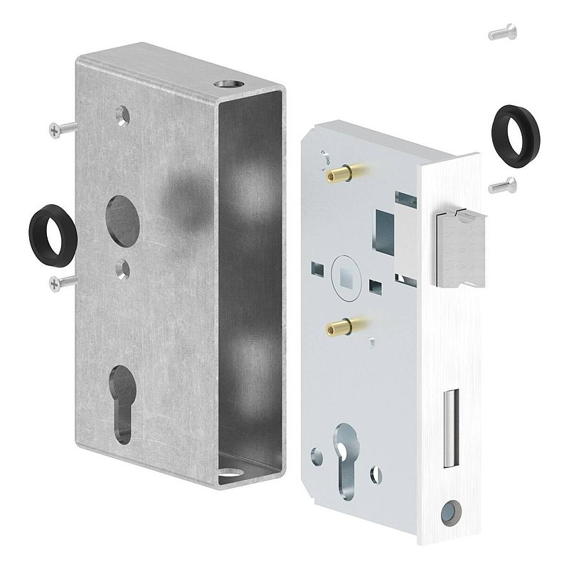 Anti-panic lock with lock case 40 x 94 x 172mm, with change function E, DIN R & L