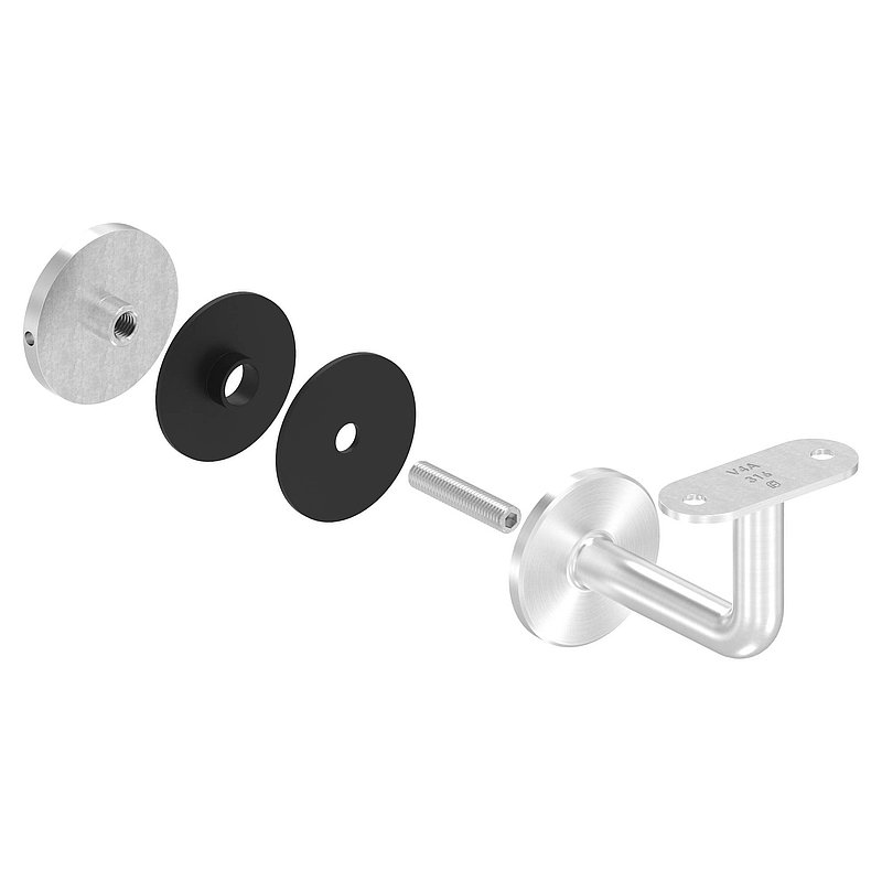 Handrail holder for glass, handrail connection plate flat, AISI316