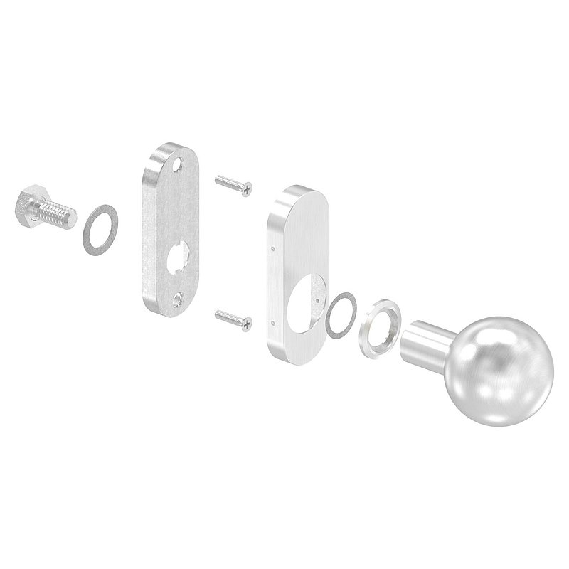 Handle knob, Ø 50mm, fixed, AISI304