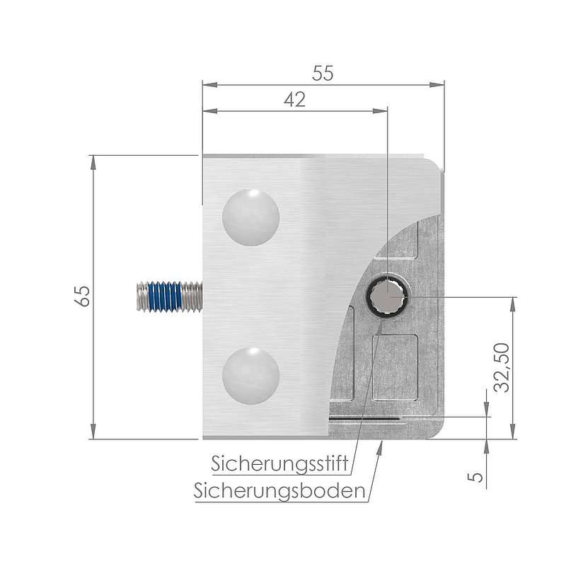 Glasklemme Mod. 35, Anschluss: 42,4mm, V2A