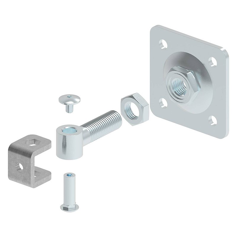 gate hinge M20 with adjustable plate, galvanised